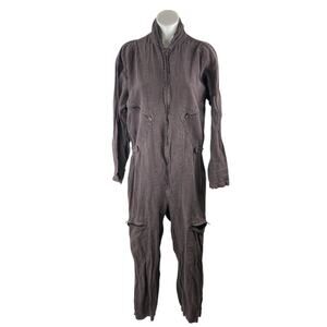 Matteo Women Black Long Sleeve Utility Cargo Denim Jean Coverall Jumpsuit Size S